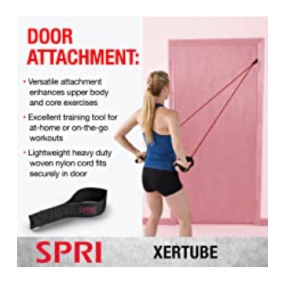 New SPRI Unisex Home GYM Workout Xertube Resistance Band Handles/Door Attachment - Picture 7 of 13